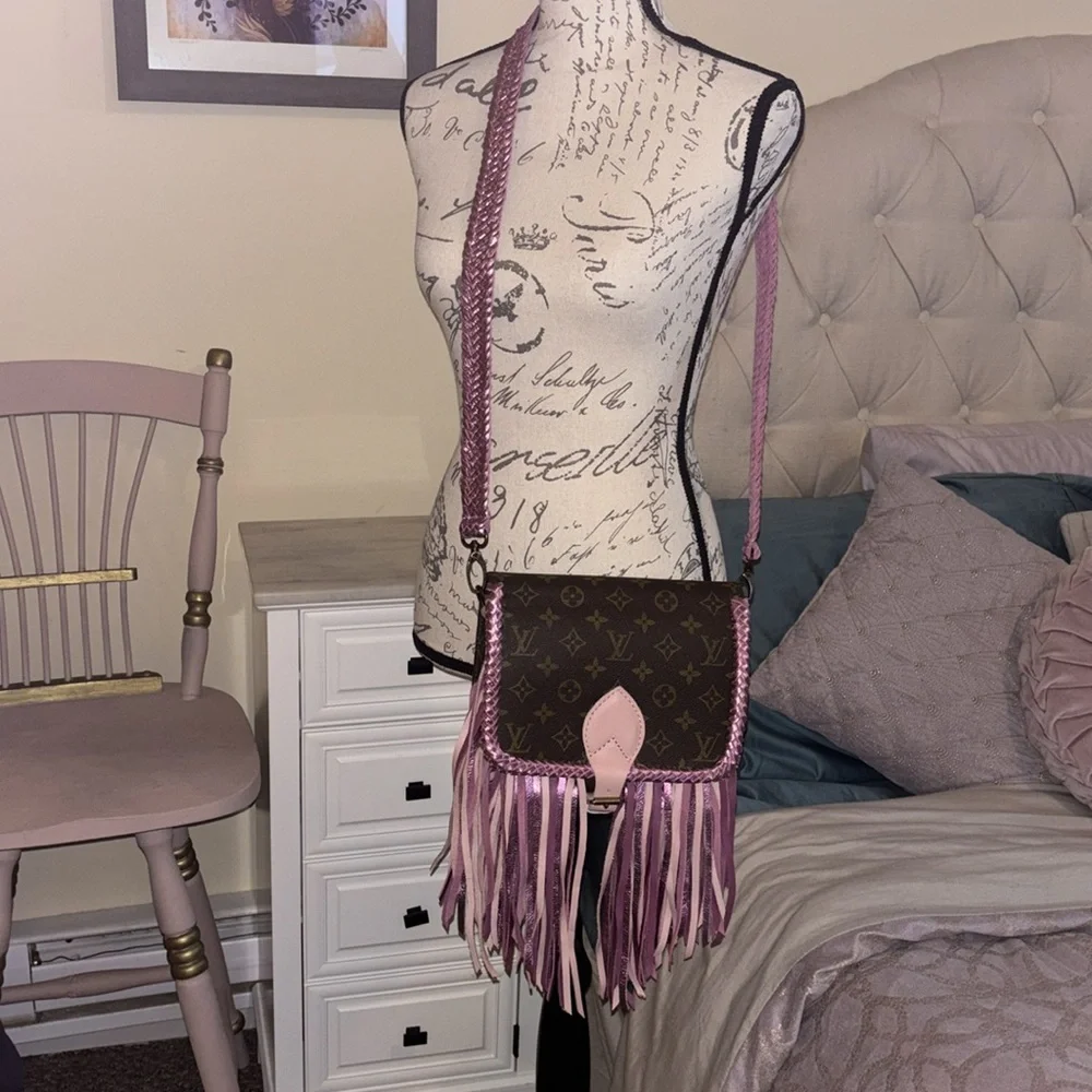 SOLD Vintage Boho Gorgeous Recycled LV Bag - Picture 10 of 11